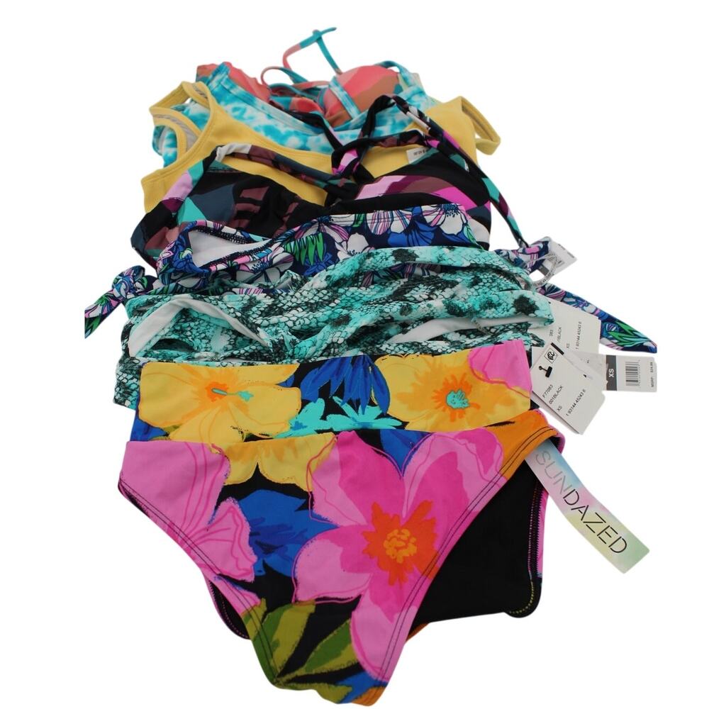 Liquidation LOT 8 Bikini Tops Bottoms XS Small Junior Swimsuit Sundazed NEW